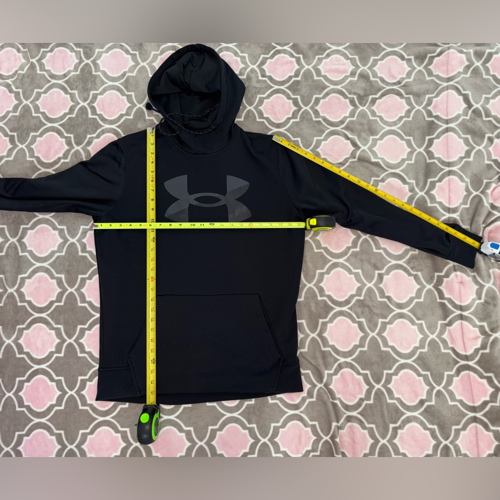 Under Armour ColdGear Women’s Medium Black Hoodie Logo Pullover Fleece Lined - Picture 4 of 6